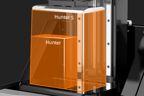 Hunter S 与Hunter相比打印尺寸增大72%